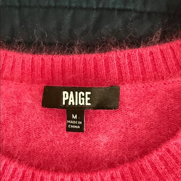 PAIGE Women's Bright Pink Crew Neck Sweater - Picture 2 of 3